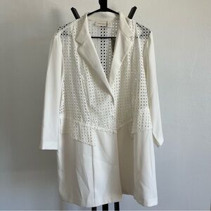 Chico's White Ivory Eyelet Blazer Size 3